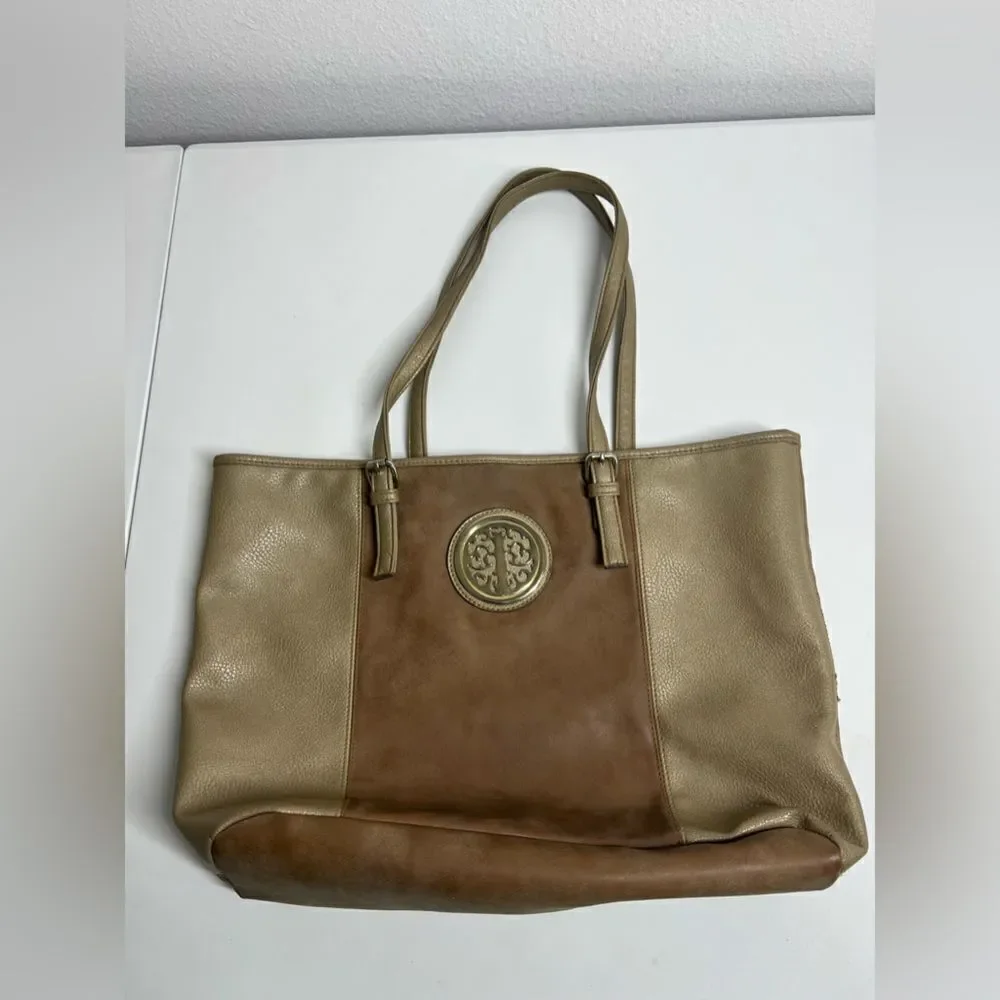 Two-Tone Neutral Tote Bag • Quiet Luxury Minimalist Style